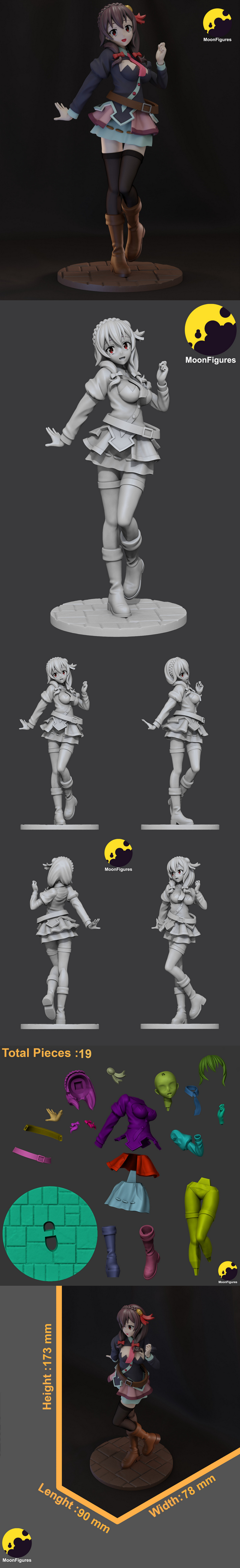 月之幻影——Konosuba——云云 3D打印模型|Moon Figures – Konosuba – Yunyun – 3D Print Model