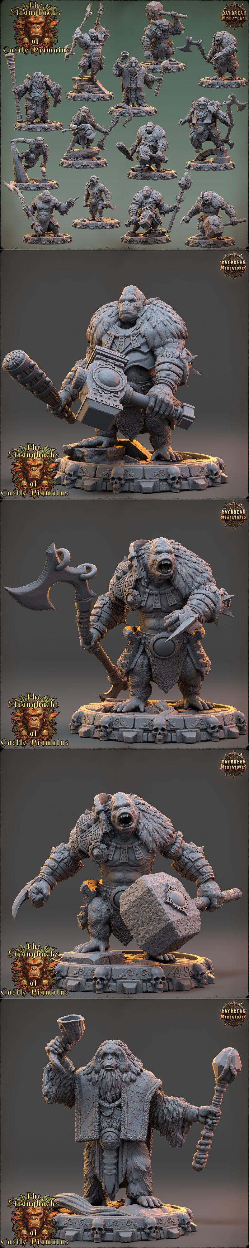 Daybreak Miniatures——城堡普里马图斯的强力者3D打印模型|Daybreak Miniatures – The Strongbacks of Castle Primatus – 3D Print Model STL