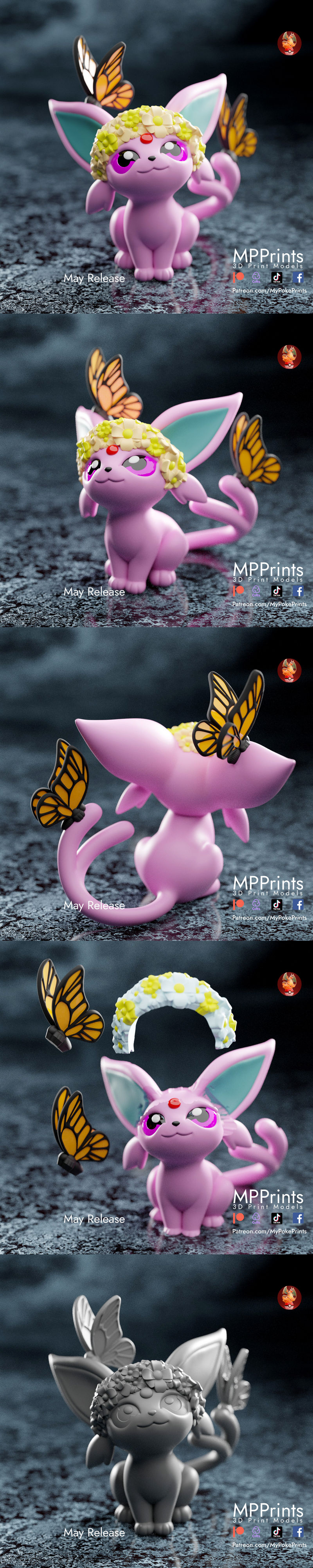 春日Espeon 3D打印模型|Spring Espeon – 3D Print Model