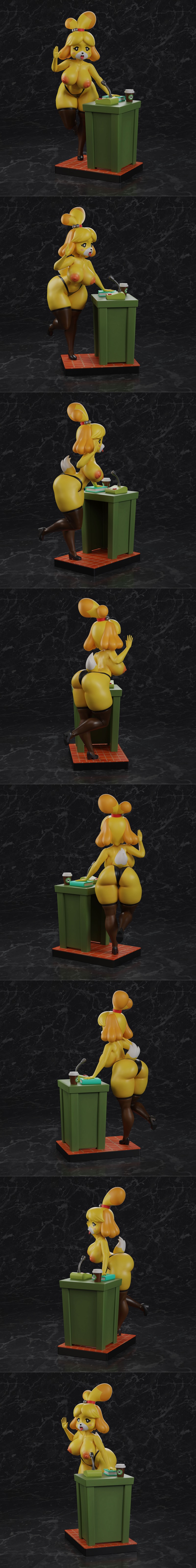 PolyBitsArt-动物 Crossing-伊莎贝尔-3D打印模型|PolyBitsArt – Animal Crossing – Isabelle – 3D Print Model STL