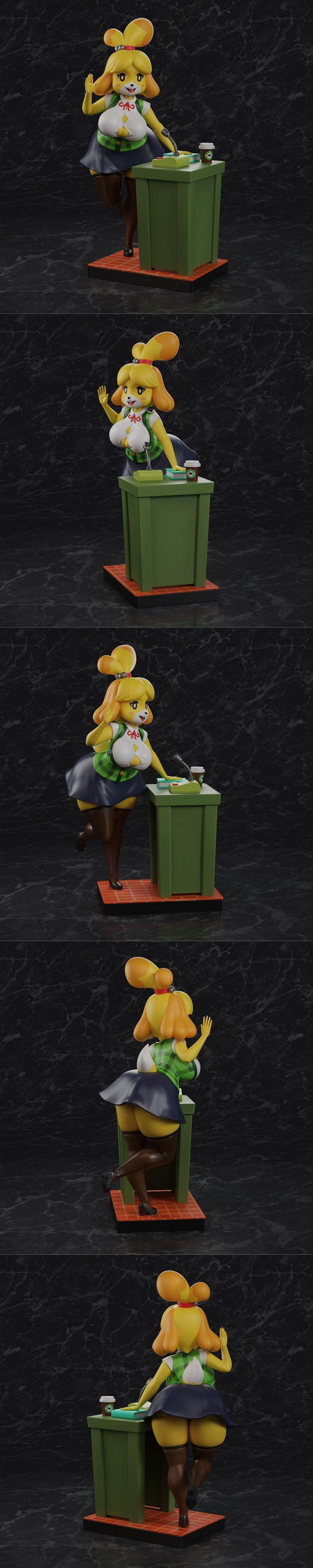 PolyBitsArt-动物 Crossing-伊莎贝尔-3D打印模型|PolyBitsArt – Animal Crossing – Isabelle – 3D Print Model STL