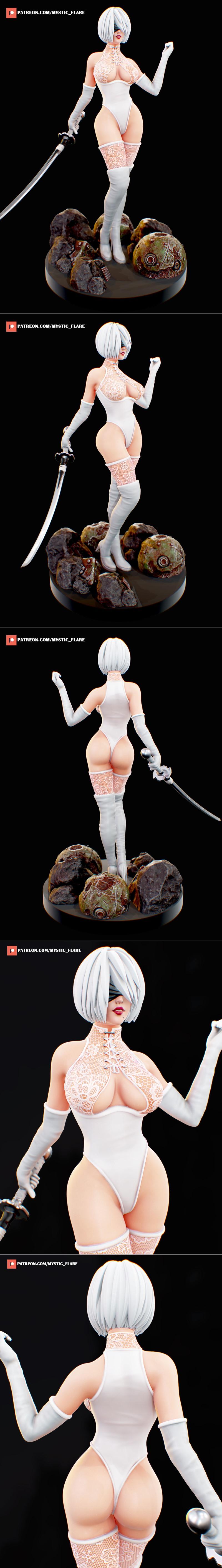 2B 《尼尔：自动人形》3D打印模型|2B Nier Automata – 3D Print Model STL