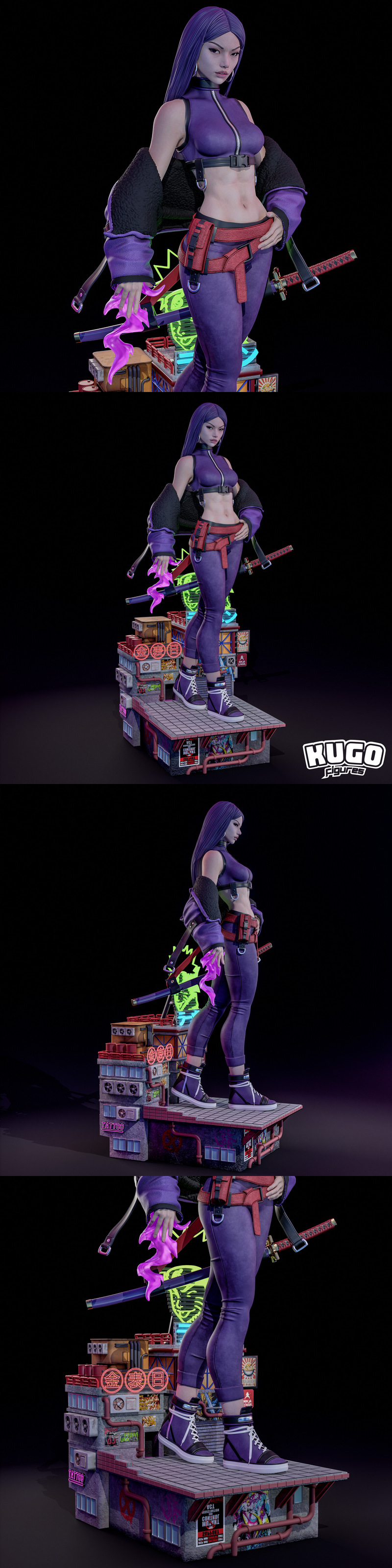 KuGo工作室 Psylocke都市穿搭 3D打印模型|KuGo Figures – Psylocke Urban Outfit – 3D Print Model