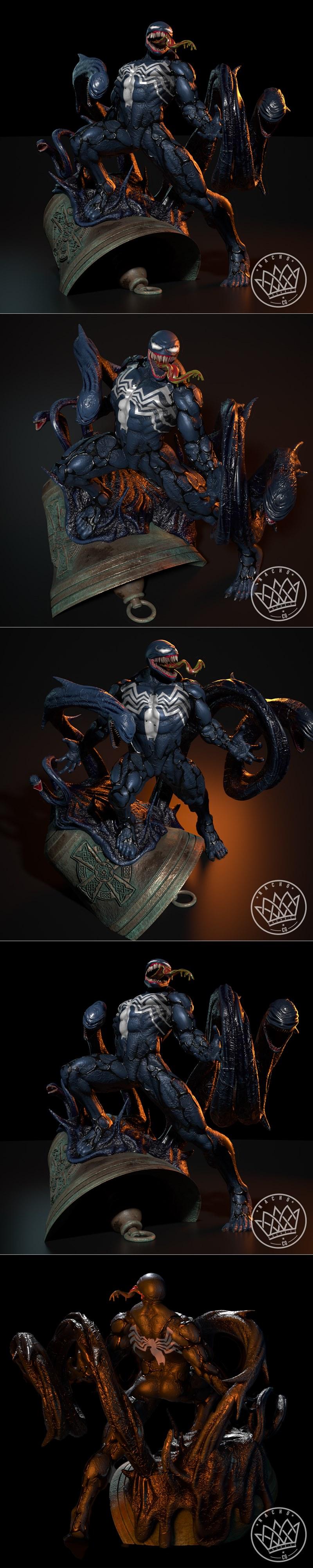 Venom雕像 3D打印模型|Fan Art – Venom Statue – 3D Print Model STL