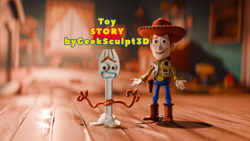 玩具总动员：伍迪与福金3D打印模型|Woody and Forky – Toy Story Figurine – 3D Print Model