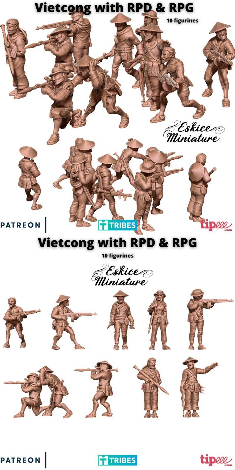 越南战争主题RPD与RPG武器3D打印模型|Vietcong with RPD & RPG – 3D Print Model STL