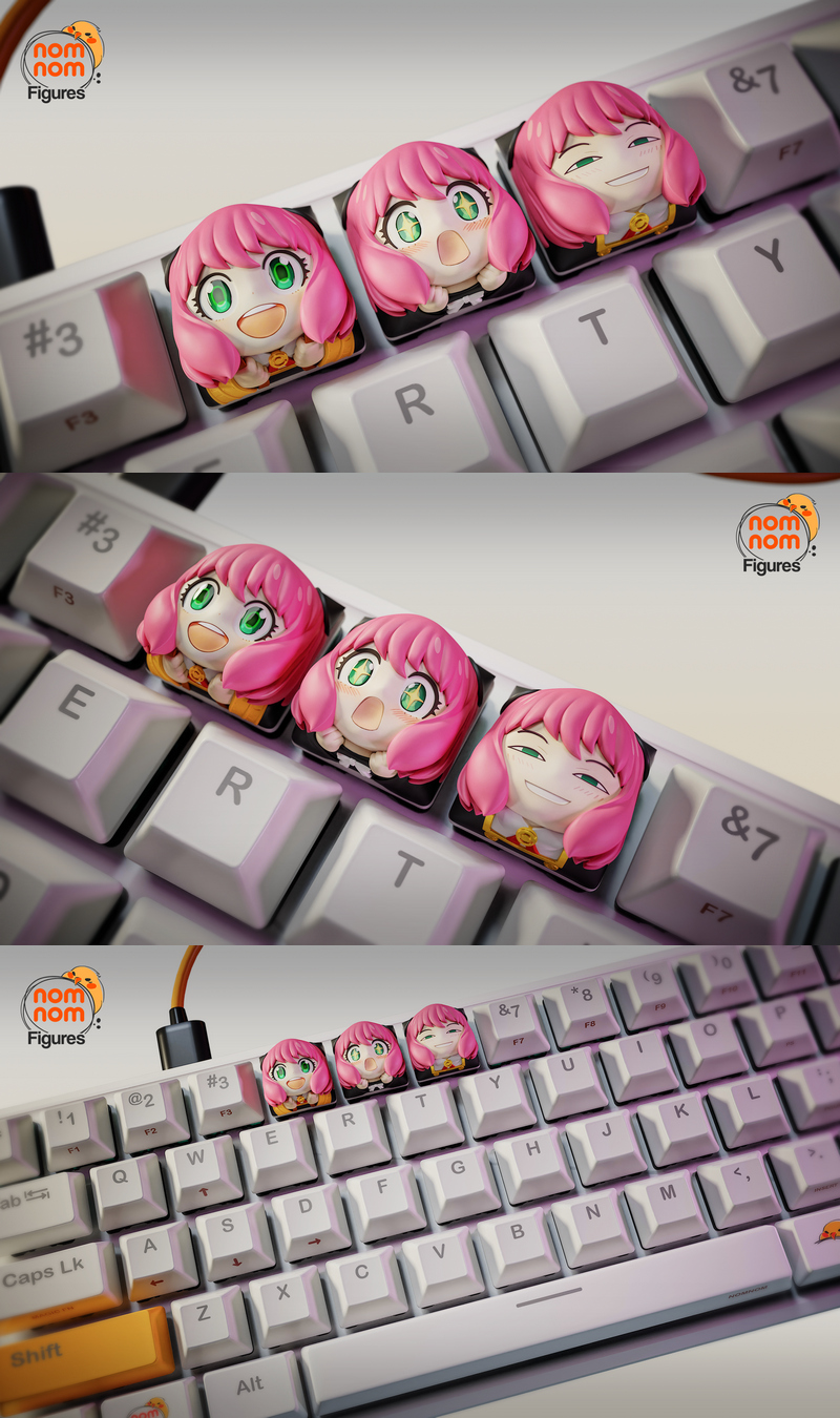 NomNom模型-任何格-间谍家族3D打印角色钥匙帽|NomNom Figures – Anya Forger – SpyxFamily Keycaps – 3D Print Model
