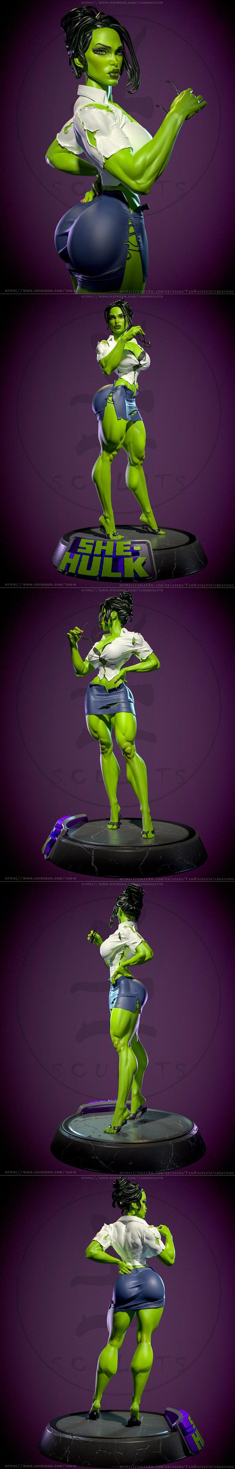 Yan-H工作室 She-Hulk 3D打印模型|Yan-H – Marvel – She-Hulk – 3D Print Model STL