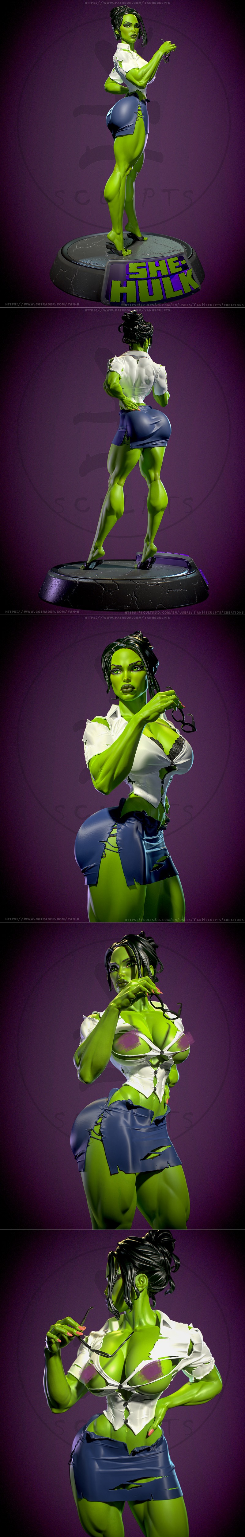Yan-H工作室 She-Hulk 3D打印模型|Yan-H – Marvel – She-Hulk – 3D Print Model STL
