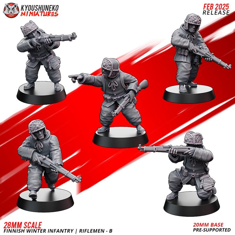 芬兰冬季步兵 - 二战 - 3D打印模型|Riflemen – B – Finnish Winter Infantry ww2 – 3D Print Model STL