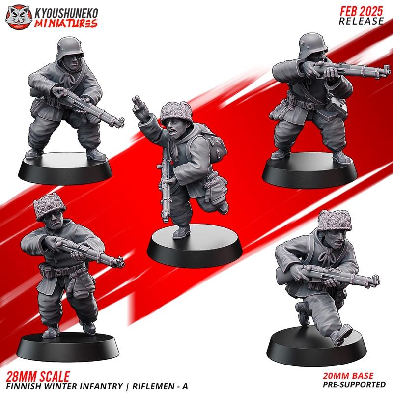 芬兰冬季步兵 - 二战 - 3D打印模型|Riflemen – A – Finnish Winter Infantry ww2 – 3D Print Model STL