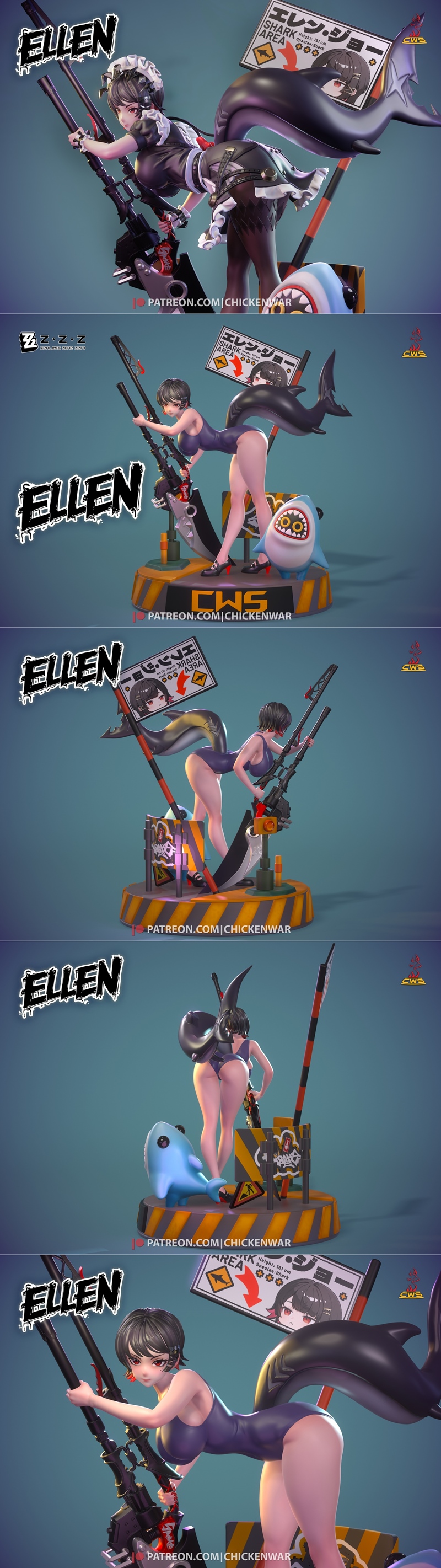 CW Studio – Zenless Zone Zero – Ellen Joe – 3D Print Model STL