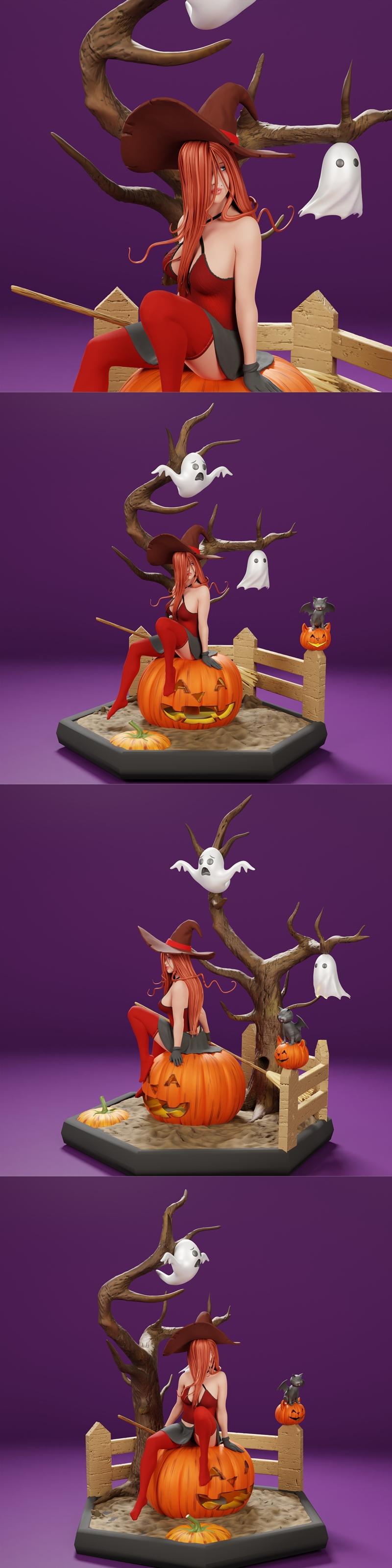 万圣节女巫 3D打印模型|Halloween witch – 3D Print Model STL