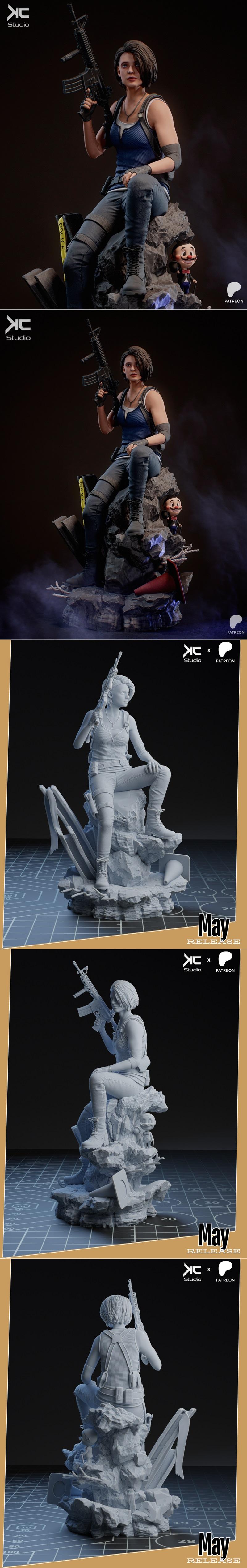 KcStudio - 生存恐惧系列 - 詹妮弗·瓦伦蒂恩 3D打印模型|KcStudio – Jill Valentine – Resident Evil – 3D Print Model STL