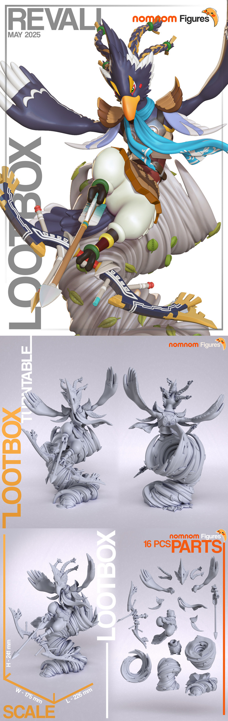 Revali 3D打印模型：塞尔达传说 气息之 Breath of the Wild 角色造型|NomNom Figures – Revali – Zelda Breath of the Wild – 3D Print Model