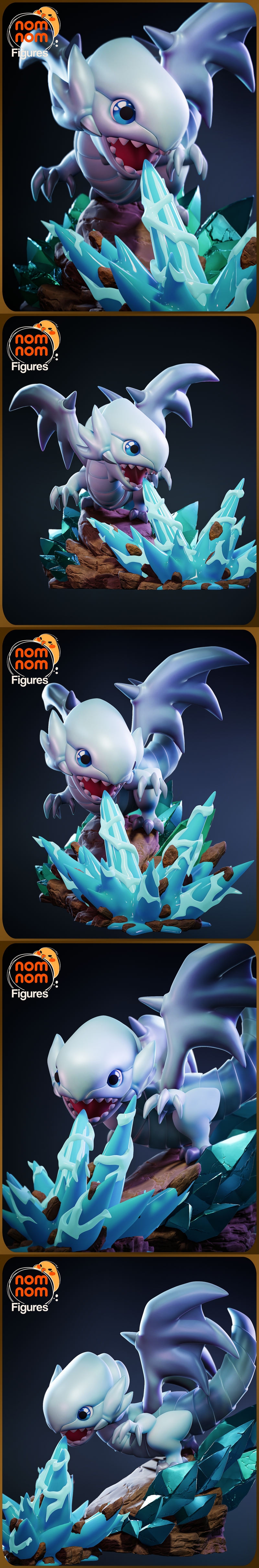 蓝眼白龙3D打印模型｜宝可梦/游戏主题迷你玩偶|NomNom Figures – Chibi Blue Eyes White Dragon – Yugioh – 3D Print Model