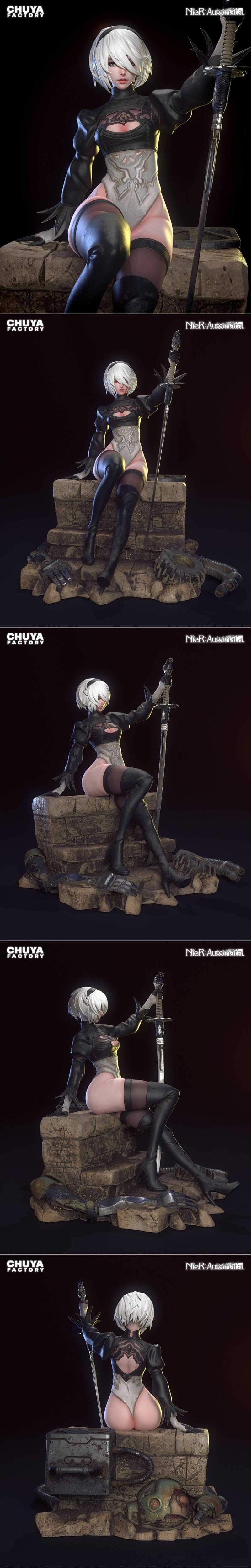 Chuya工厂 - 2B - 3D打印模型|Chuya Factory – Nier – 2B – 3D Print Model STL