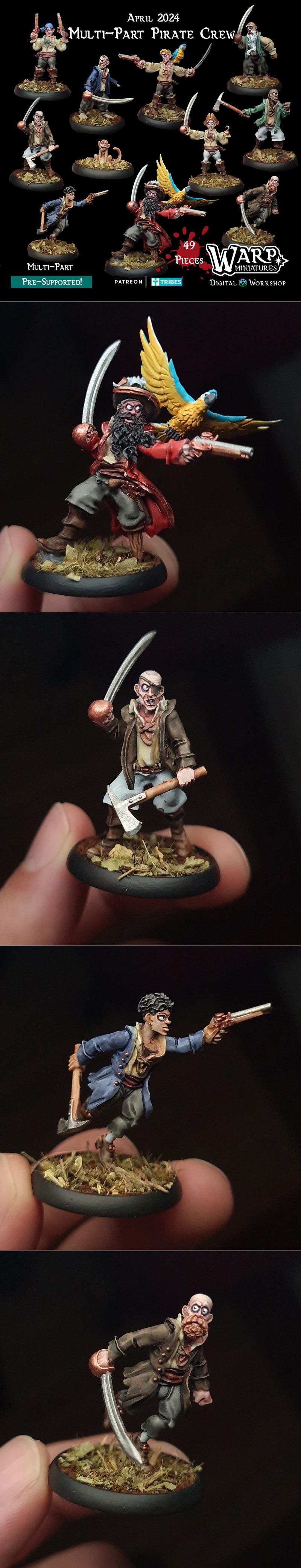 海盗主题3D打印模型套件|Warp Miniatures – Multi-Part Pirate Kit – 3D Print Model STL