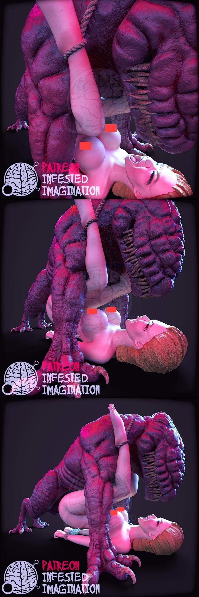 地狱犬怪物女角色3D打印模型|Infested Imagination – Hellhound Monster Female Abuse – 3D Print Model STL