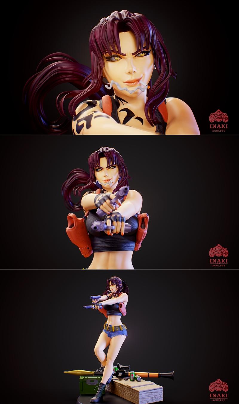 Inaki工作室打造的《黑礁》RevY角色3D打印模型|Inaki Sculpts – Revy – Black Lagoon – 3D Print Model STL