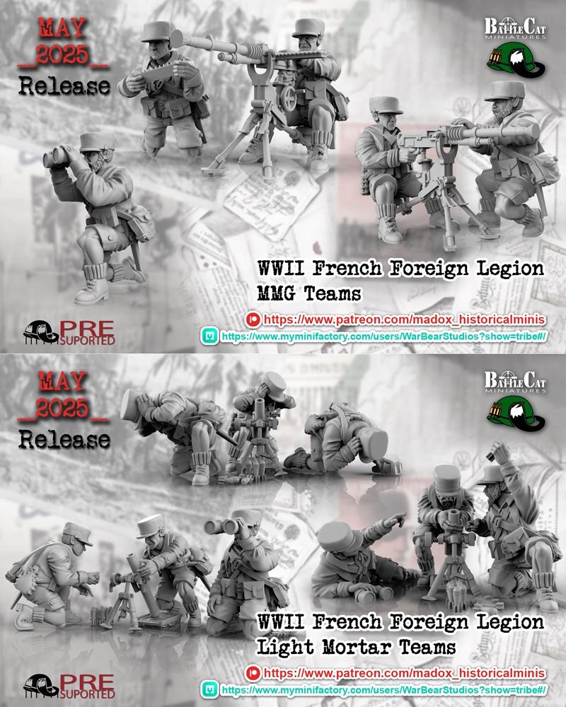 二战时期FFL轻 mortar部队与FFL机枪手部队——3D打印模型|WWII FFL Light Mortar Teams and WWII FFL MMG teams – 3D Print Model STL