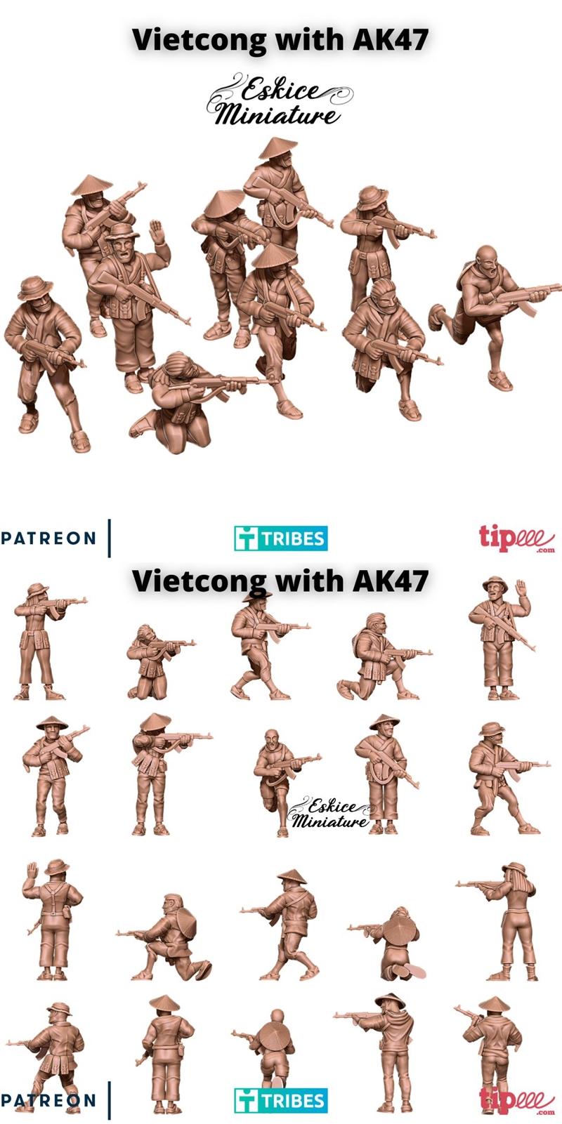 越南人民军与AK47——3D打印模型|Vietcong with AK47 – 3D Print Model STL