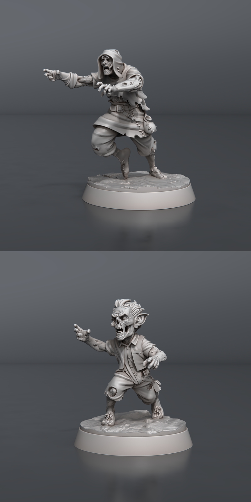 STL迷你模型：僵尸主题3D打印造型|STL Miniatures – Zombie Set – 3D Print Model STL