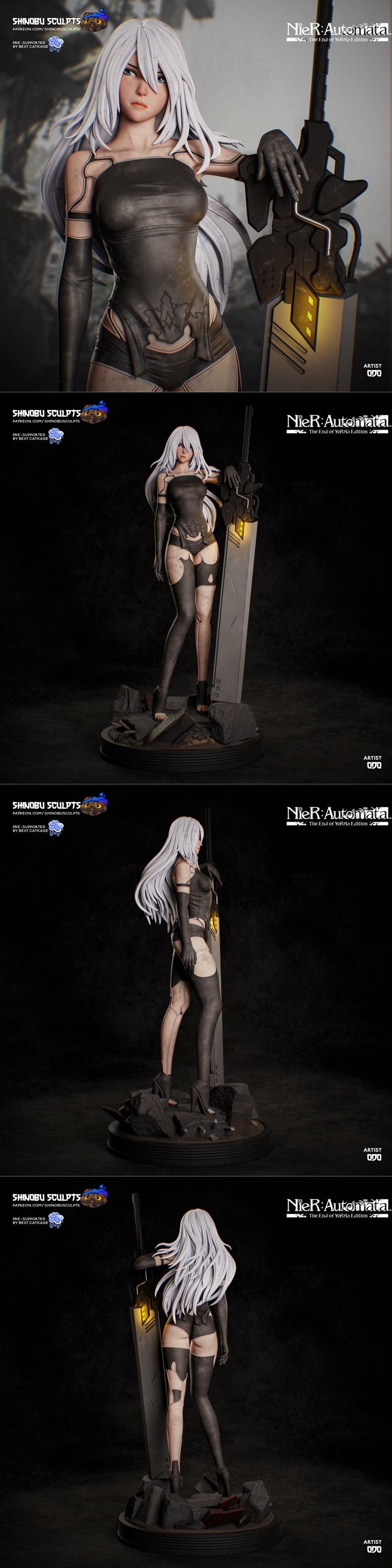 谢诺布·雕塑 - Nier - A2 - 3D打印模型|Shinobu Sculpts – Nier – A2 – 3D Print Model STL