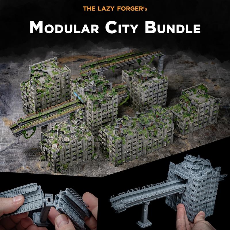 The Lazy Forger – Ruined Modular City Bundle – 3D Print Model STL