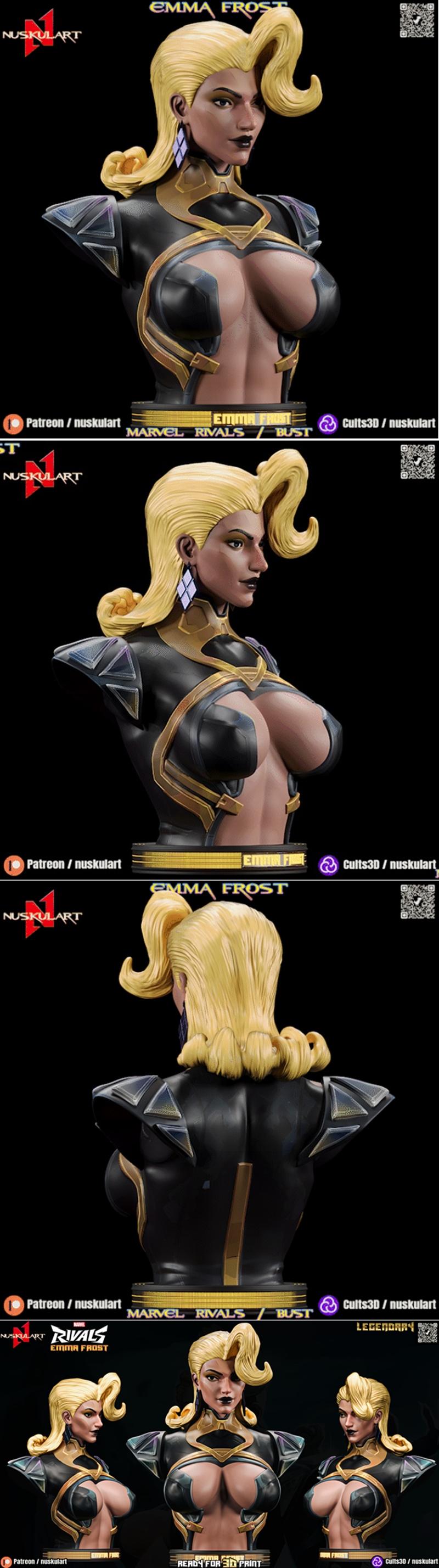 Nuskul艺术工作室 伊玛·弗罗斯特 3D打印模型|Nuskul Art – Emma Frost Bust – Marvel Rivals – 3D Print Model STL