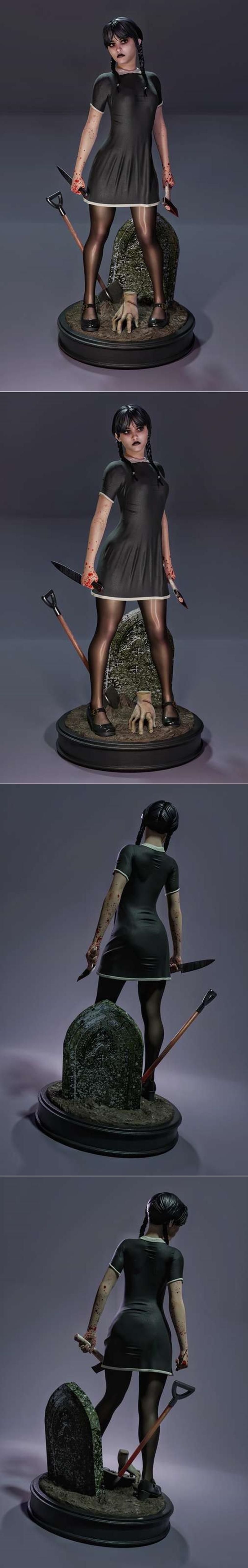 MCM3D - 三维打印模型 - 动漫游戏角色立体模型|MCM3D – Wednesday – 3D Print Model STL