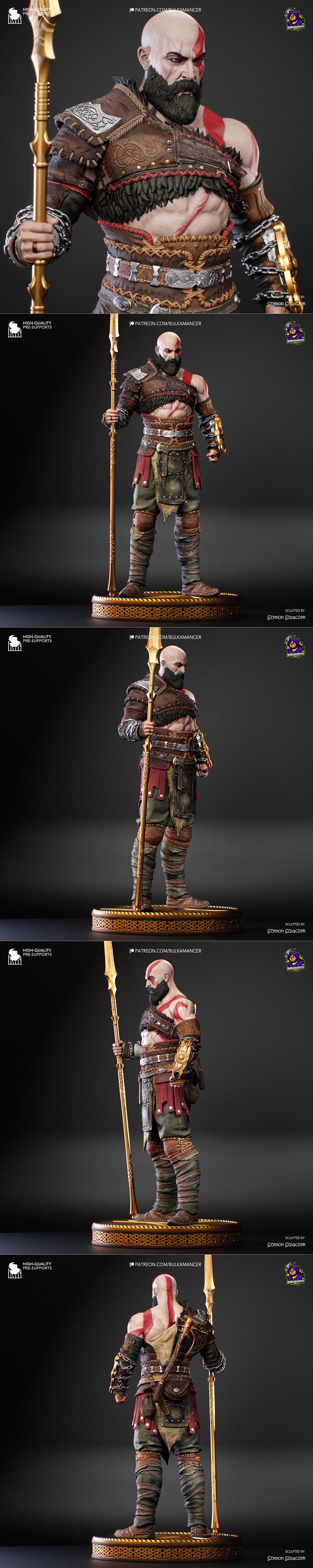 Bulkamancer 3D打印模型：Kratos角色雕塑|Bulkamancer Sculpts – Kratos – 3D Print Model STL