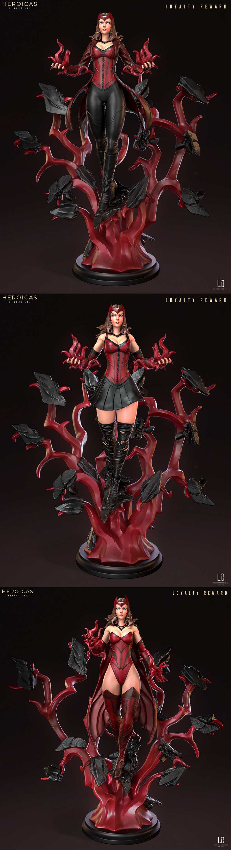 英雄之形8 - 红巫女 - 3D打印模型|Heroicas Figure 8 – Scarlet Witch – P.3 – 3D Print Model