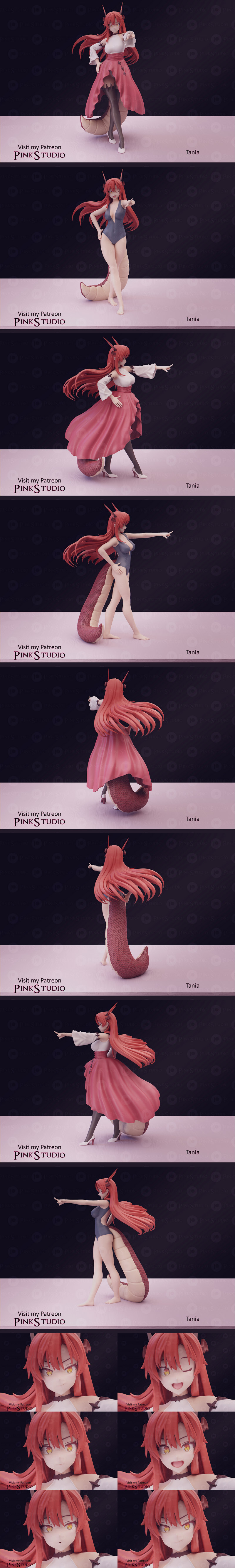 Pink Studio - 《兽王驯服者》Tania 3D打印模型|Pink Studio – Beast Tamer – Tania – 3D Print Model