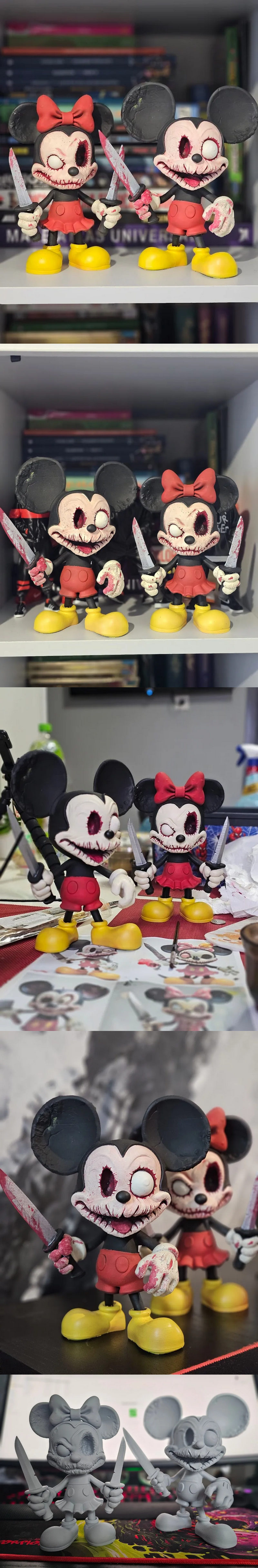 米奇与米妮僵尸版3D打印模型|Mickey Mouse and Minnie Mouse – Creepy (Zombie) Edition – 3D Print Model