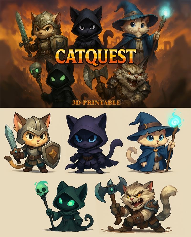 CatQuest - 3D打印猫系角色模型|CatQuest – 3D Print Model STL