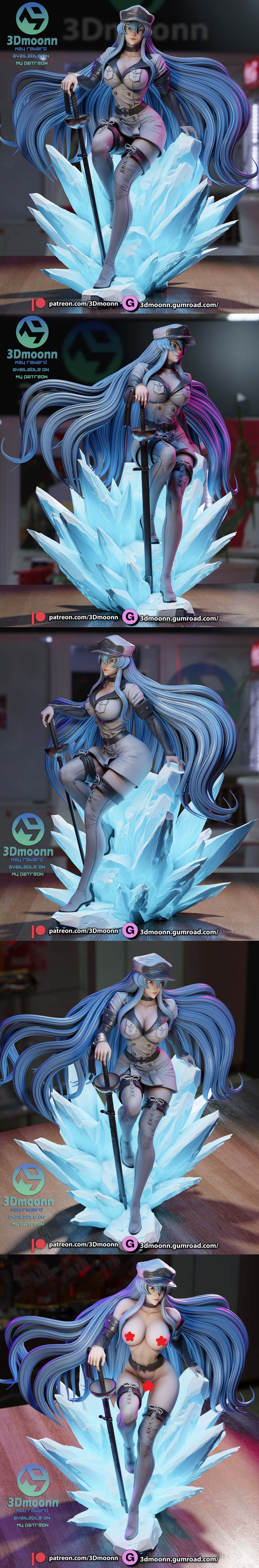3D打印模型：阿卡姆之杀 - Esdeath|3Dmoonn – Akame ga Kill – Esdeath – 3D Print Model