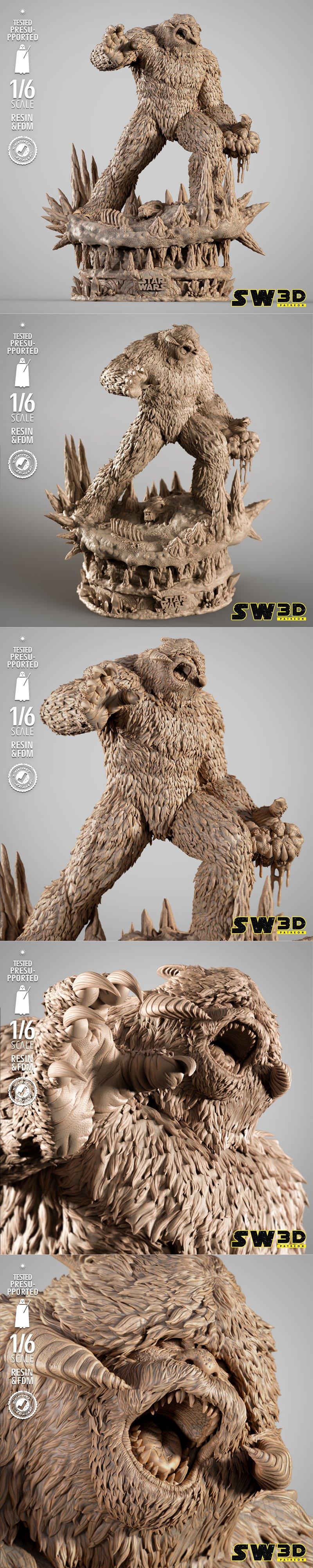SW3D - 威帕雕塑 - 3D打印模型|SW3D – Wampa Sculpture – 3D Print Model STL