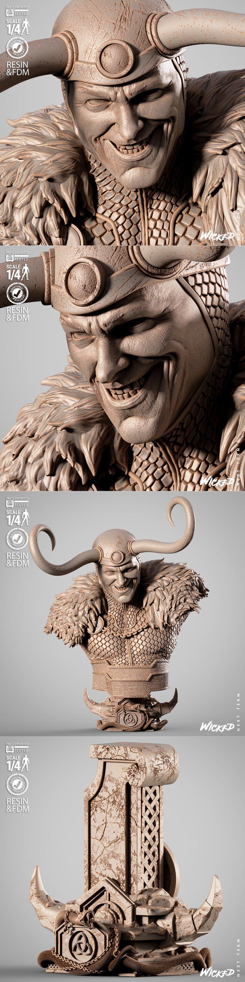 WICKED - 神秘之主洛基 3D打印雕塑模型|WICKED – Loki 2025 Portrait Bust – 3D Print Model STL
