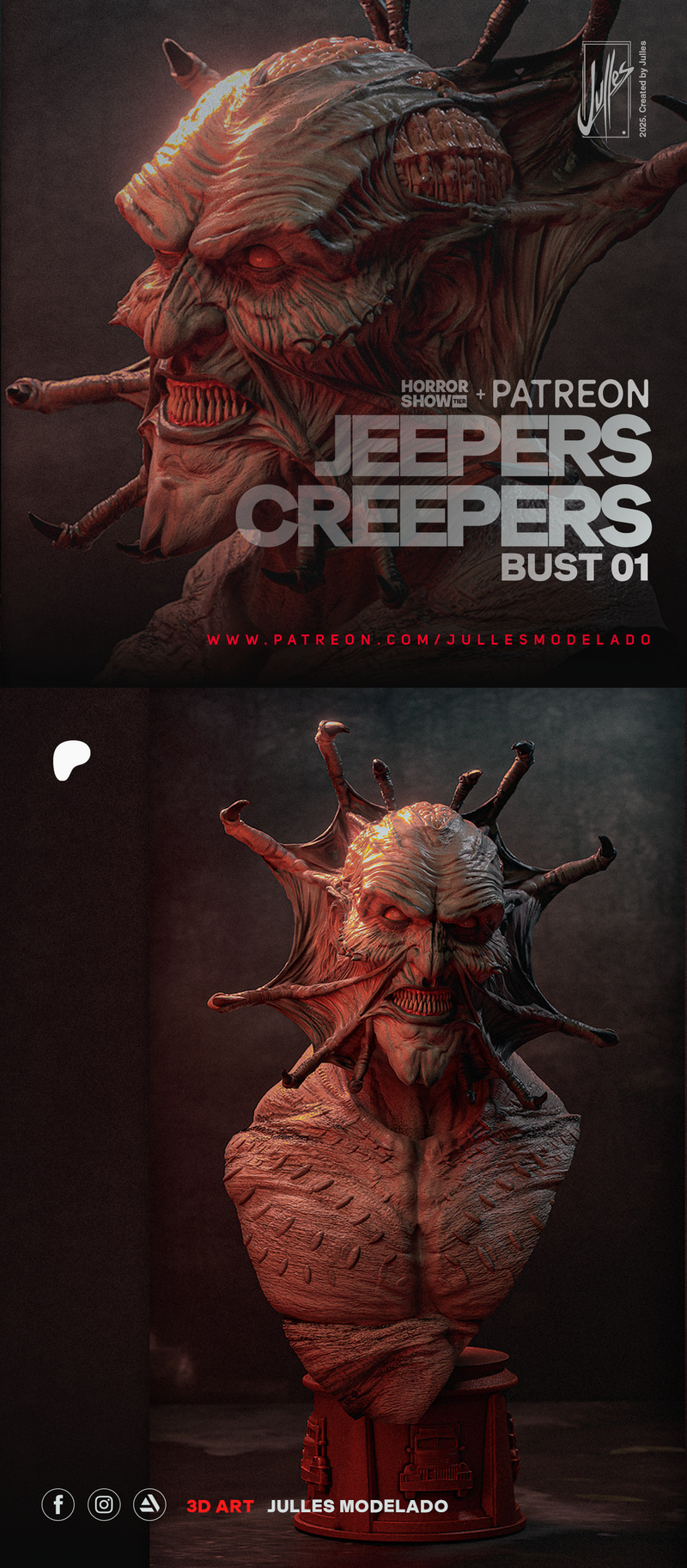 Jeepers Creepers 3D打印模型|Jeepers Creepers Bust 01 – 3D Print Model
