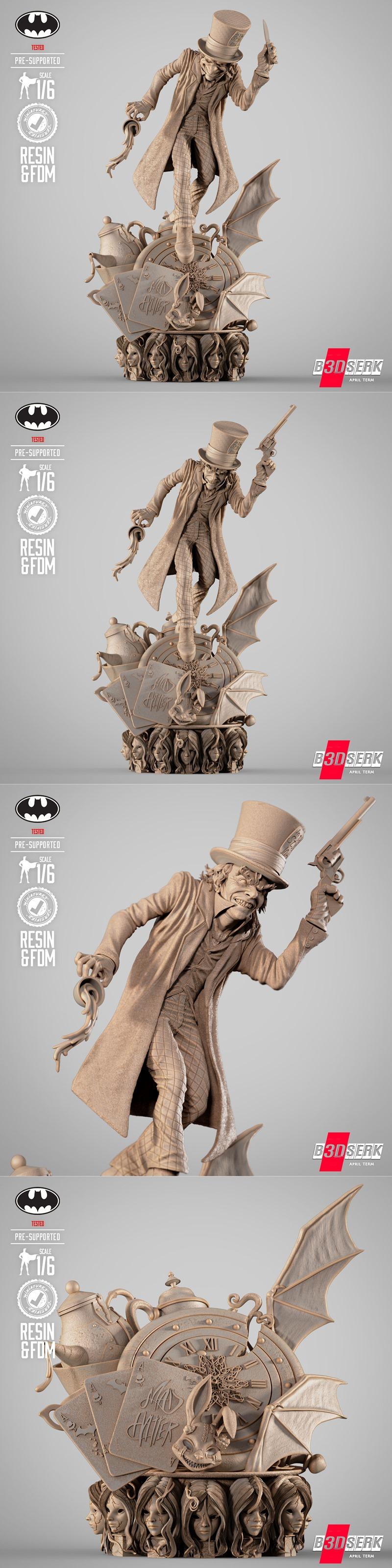 B3DSERK – 搞笑帽匠雕塑 – 3D打印模型|B3DSERK – Mad Hatter Sculpture – 3D Print Model STL