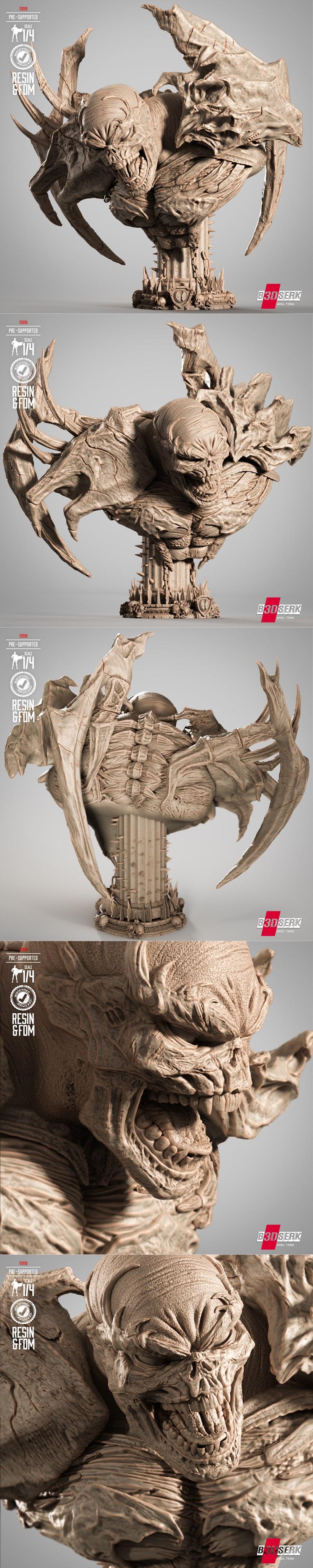 B3DSERK - 孕生诅咒头像雕像 - 3D打印模型|B3DSERK – Curse Of Spawn Portrait Bust – 3D Print Model STL