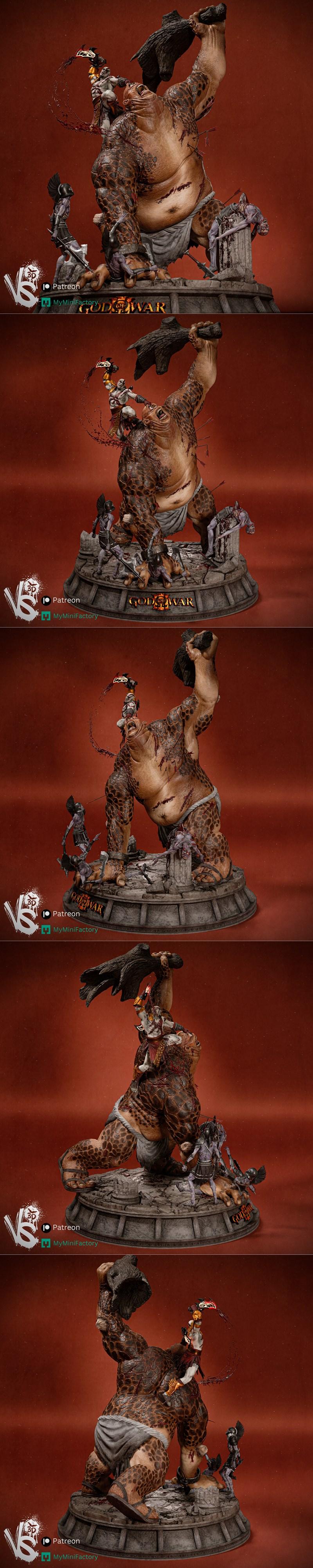 战神：克拉托斯对浮空城——3D打印模型|VS3D – Kratos vs Cyclope – God of War Diorama – 3D Print Model STL