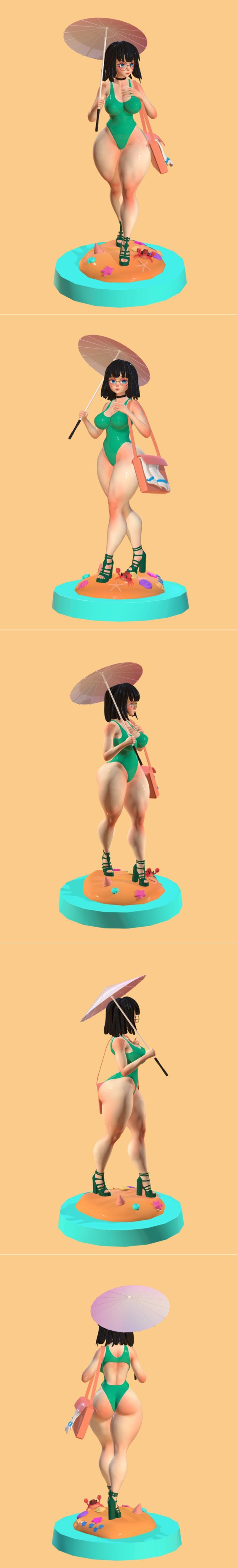 Layla海滩穿搭3D打印模型|Layla OC Beach Outfit – 3D Print Model STL