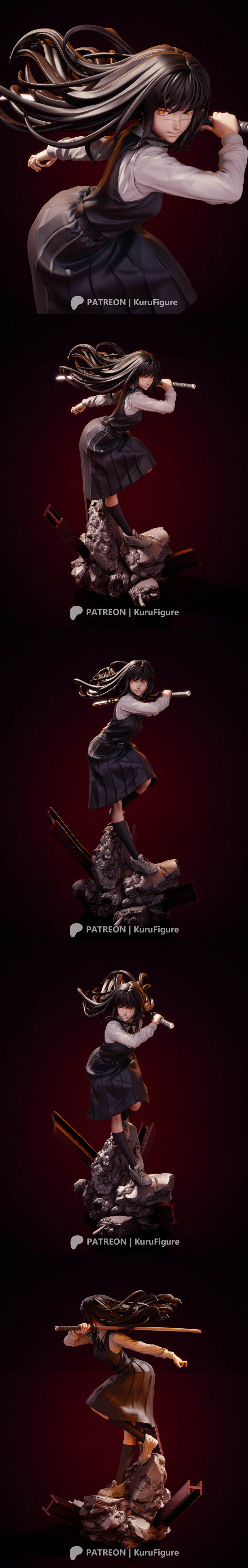 Kuru模型-阿萨·米塔卡-锯齿人3D打印模型|Kuru Figure – Asa Mitaka – Chainsaw Man – 3D Print Model