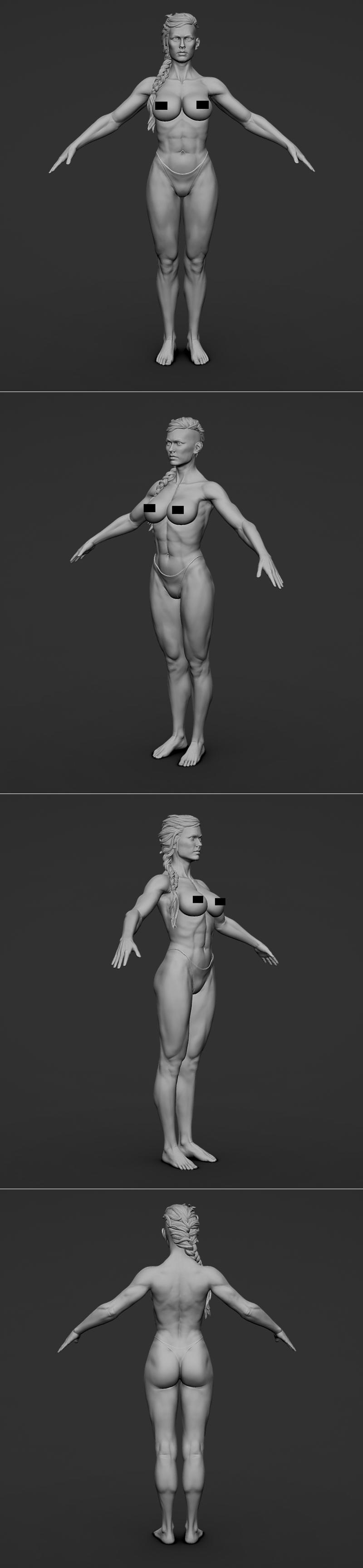 女性战士基姆斯 3D打印模型|Female Warrior Basemesh – 3D Print Model STL