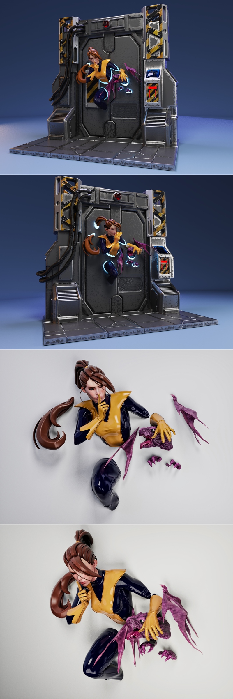吉卜力风格猫女3D打印模型|Kitty Pryde X-Men By Gabriel Risco – 3D Print Model STL