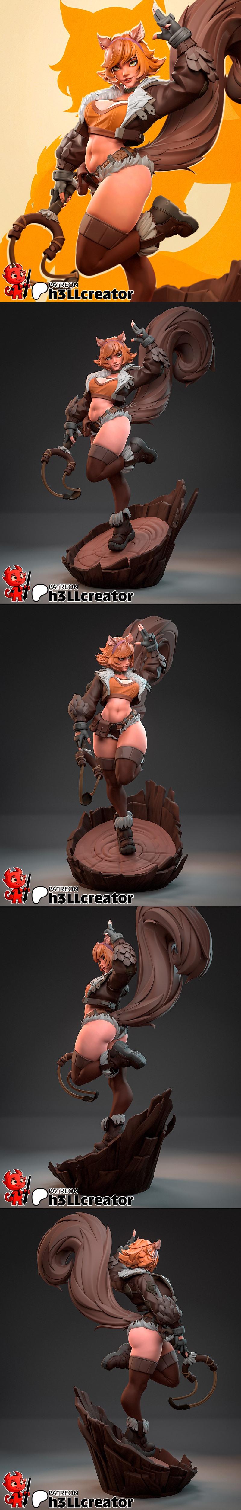 H3LL创作工作室 - 猴子女孩3D打印模型|H3LL Creator – Marvel – Squirrel Girl – 3D Print Model STL
