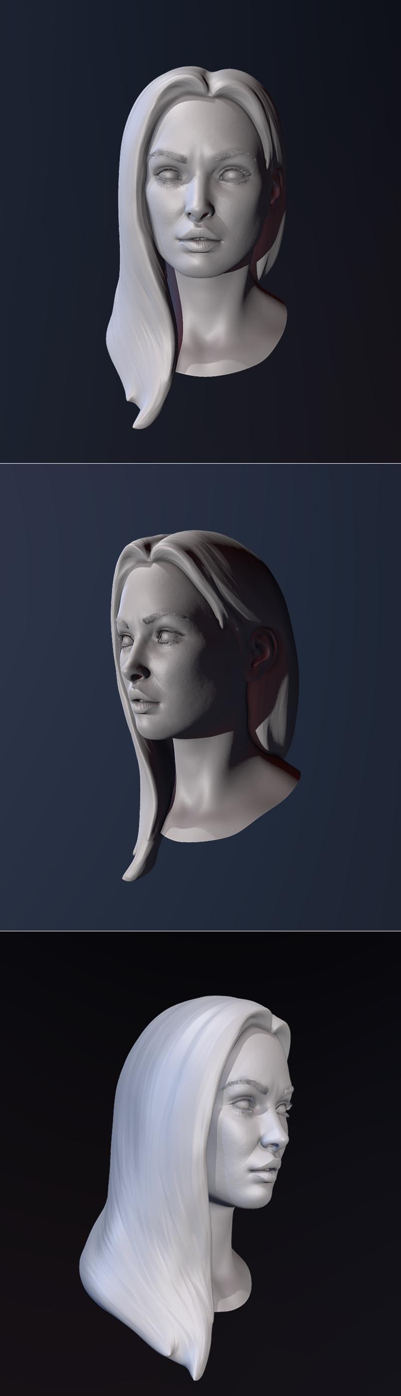 真实感女性头像 - 3D打印模型 STL|Realistic Female Head – 3D Print Model STL
