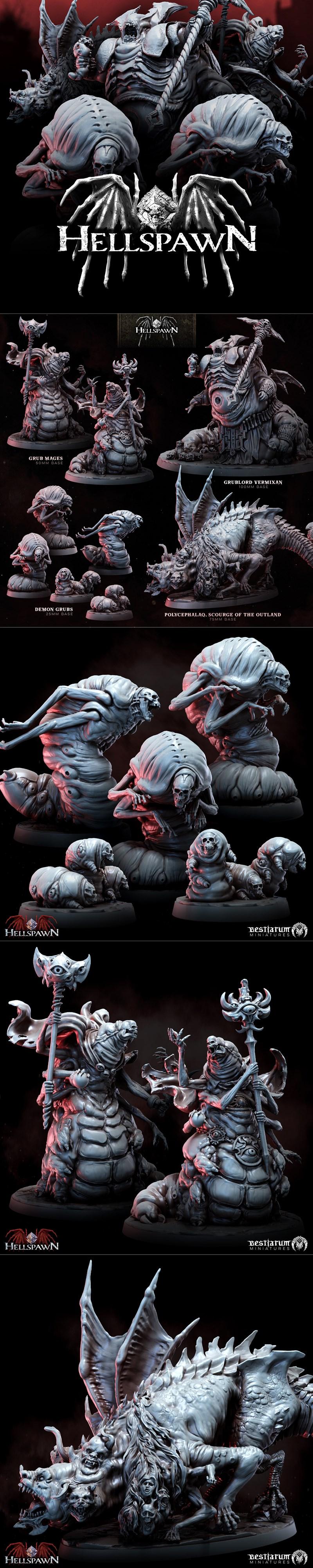 Bestiarum迷你模型——地狱之子 第3部|Bestiarum Miniatures – Hellspawn Part 3 – 3D Print Model STL
